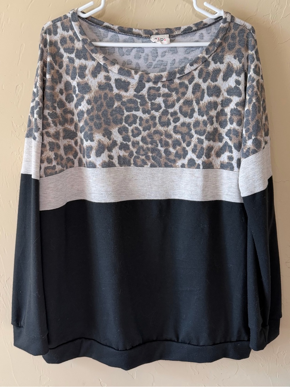 BiBi Black, Grey & Leopard Colorblock Sweatshirt